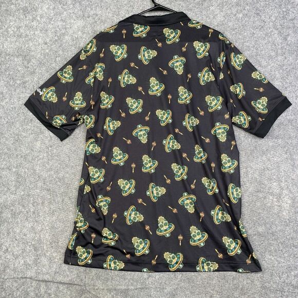 Rolo Golf Mens XXL Polo Shirt AOP Performance Golfer Skull Black Casual - Picture 9 of 10